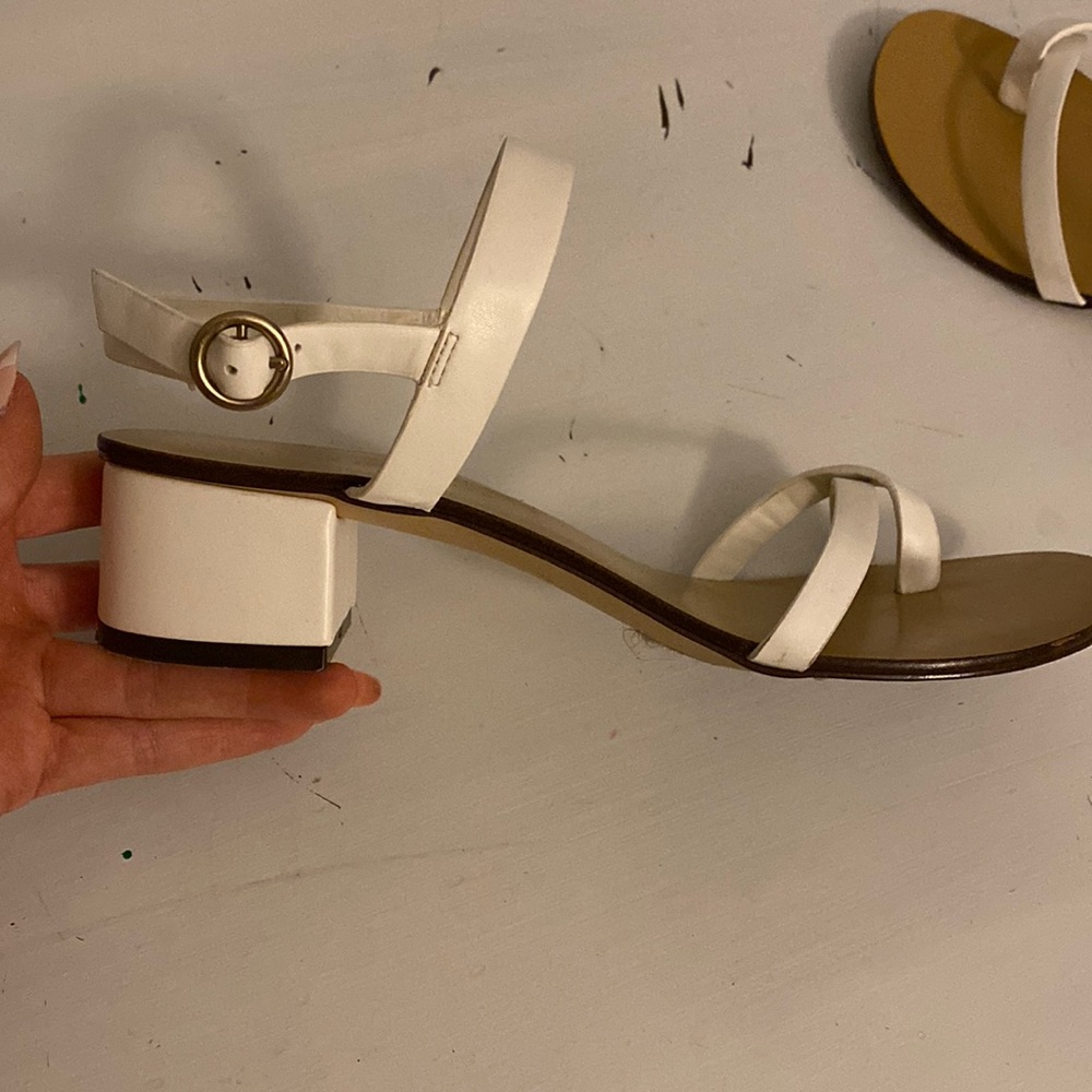 White heeled sandals from Charles and Keith, size 7